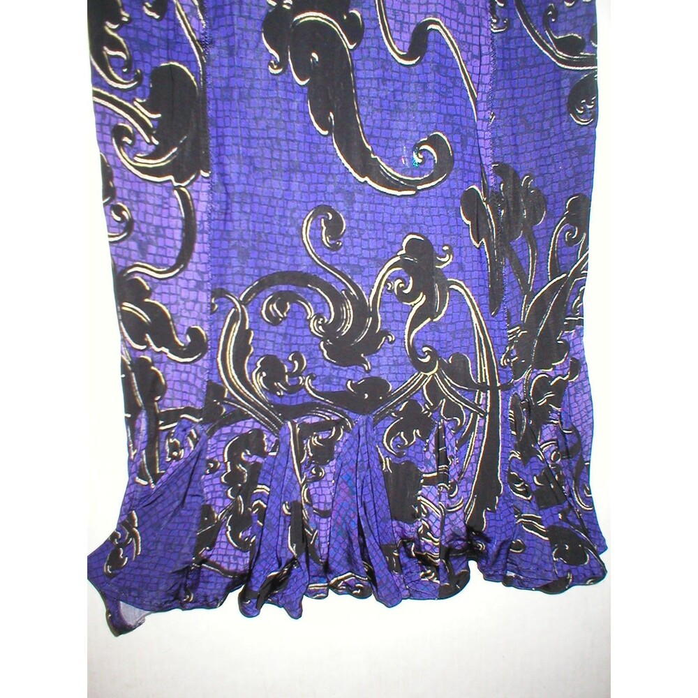 New Womens 8 NWT Italy Just Cavalli Purple Metallic Black Ruffle Print Dress 44 - Picture 7 of 12